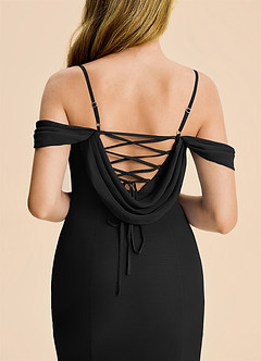 Azazie Nira Junior Black Mermaid Ruched Chiffon Dress image7