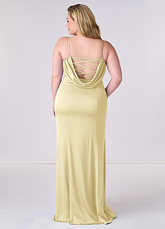 Barbie ♥ Azazie Bridesmaid Dresses Lemon Sorbet Mermaid Corset Stretch Satin Dress image7