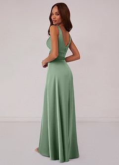 Barbie ♥ Azazie Bridesmaid Dresses V-Neck Empire Dropwaist Stretch Satin A-Line Dress image2