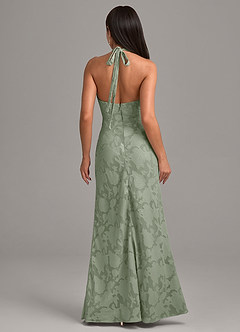 Azazie Ailany Bridesmaid Dresses Agave A-Line Pleated Floral Burnout Dress image3