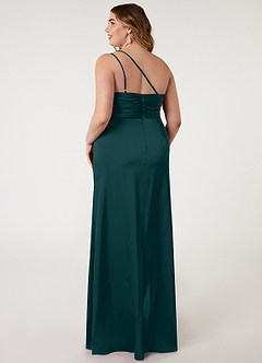 Azazie Eren Bridesmaid Dresses Pine Mermaid One Shoulder Stretch Satin Dress image7