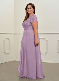 Azazie Dunja Mother of the Bride Dresses Wisteria A-Line V-Neck Lace Chiffon Dress image11