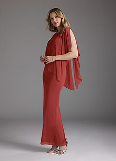 Azazie Aspyn Mother of the Bride Dresses Rust Sheath Beaded Mesh Dress image5
