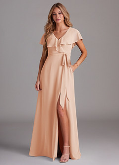 Azazie Lainey Bridesmaid Dresses English Rose A-Line with Pockets Chiffon Dress image1