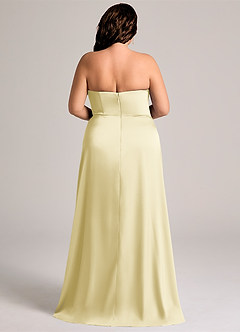 Azazie Wren Brudtärnklänningar Klä av A-Linje i Stretch Satin Axelbandslös Citronsorbet Konvertibel image7