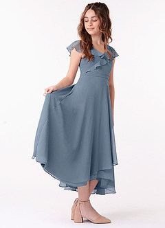 Azazie Posie Junior A-Linie Gestreift Chiffon Kleid Zwielichtviolett image3
