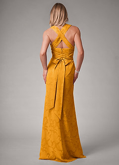 Azazie Luci Brautjungfernkleider Wandelbar Meerjungfrau-Linie Plissee Blumen-Burnout Kleid Butterscotch image2