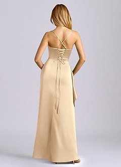 Azazie Sarai Robes de demoiselle d'honneur Robe Fourreau en Satin extensible Corset Champagne image5