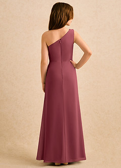 Azazie Sophie Girls Formal Flower Girl Dresses Merlot Sheath One Shoulder Chiffon Dress image3