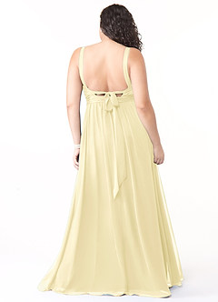 Azazie Aziza Bridesmaid Dresses Lemon Sorbet A-Line V-Neck Pleated Chiffon Dress image8