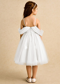 Azazie May Flower Girl Dresses Ivory Ball-Gown Pleated Tulle Dress image1