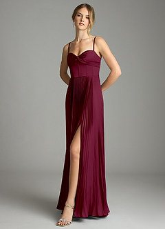 Azazie Akiko Bridesmaid Dresses Mulberry A-Line Sweetheart Neckline Stretch Satin Dress image4
