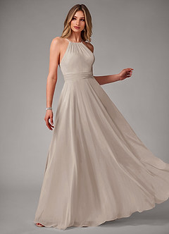 Azazie Amalia Bridesmaid Dresses Frost A-Line Pleated Chiffon Dress image4