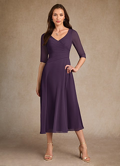 Azazie Durant Mother of the Bride Dresses Plum A-Line Pleated Chiffon Dress image4