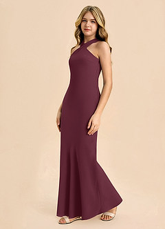 Azazie Doretta Junior Robe Fourreau en Mousseline de soie Plissée Cabernet image4