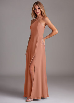 Azazie Bailey Bridesmaid Dresses MAI TAI A-Line Halter Side Slit Chiffon Dress image3