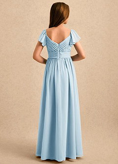 Azazie Taylor Girls Formal Blumenmädchenkleider A-Linie Herzausschnitt Chiffon Kleid Himmelblau image2