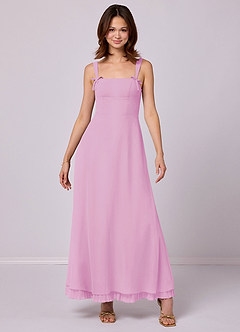 Barbie ♥ Azazie Bridesmaid Dresses Candy Pink A-Line Pleated Chiffon Dress image3