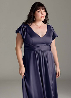 Azazie Omari Bridesmaid Dresses Stormy A-Line Stretch Satin Dress image13