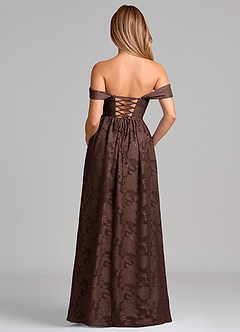 Azazie Hattie Abiti da Damigella Abito A-Line in Burnout Floreale Corsetto Ganache image5