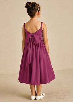 Azazie Midge Robe Demoiselle D'honneur Fillette Robe Trapèze en Mat Satiné Arc Mûre image2