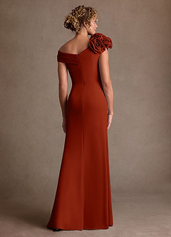 Azazie Gwynne Mother of the Bride Dresses Rust Mermaid Off the Shoulder Stretch Crepe Dress image3
