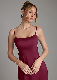 Azazie Zherra Bridesmaid Dresses Mulberry Mermaid Bow Stretch Satin Dress image3
