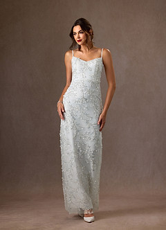 Azazie Era Vestidos de novia Vestido de Diamante Blanco de Encaje de Corte Recto image3