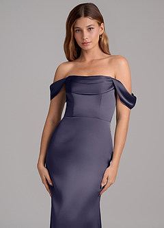 Azazie Miley 신부 들러리 드레스 인어 오프 더 숄더 스트레치 새틴 바닥 길이 드레스 image2