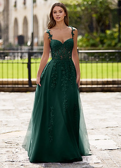 Dreamscape Dark Green A-line Prom Dress image5