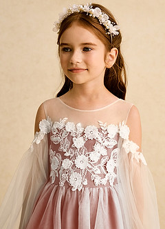 Azazie Zimi Flower Girl Dresses Clay Ball-Gown Sweetheart Neckline Tulle Dress image9