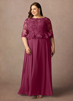 Azazie Averie Mother of the Bride Dresses Mulberry A-Line Boatneck Sequins Chiffon Dress image7