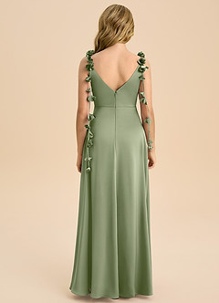 Azazie Gumdrop Junior Pistachio Empire Pleated Stretch Satin Dress image7
