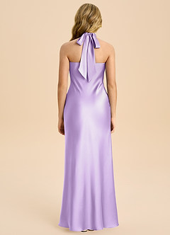 Azazie Chickie Junior Robe Fourreau en Satin extensible Plissée Lilas image2