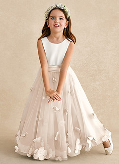 Azazie Vi Flower Girl Dresses White Alabaster A-Line Sleeveless Tulle Dress image6