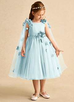 Azazie Staria Blumenmädchenkleider Ballkleid Gestreift Tüll Kleid Seegrün image7