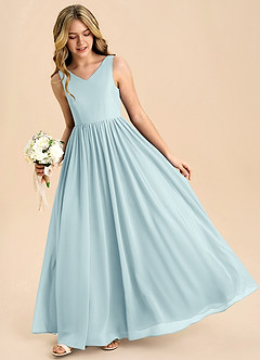 Azazie Hathaway Junior Sea Glass A-Line Bow Chiffon Dress image4
