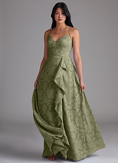 Azazie Naeem Bridesmaid Dresses Pistachio A-Line Sweetheart Neckline Floral Burnout Dress image4
