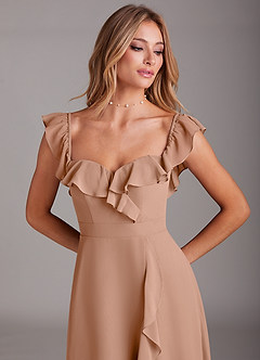 Azazie Lyra Bridesmaid Dresses Champagne Rose A-Line Chiffon Convertible Dress image10