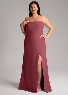 Azazie Leonis Bridesmaid Dresses Merlot Sheath Strapless Chiffon Convertible Dress image12