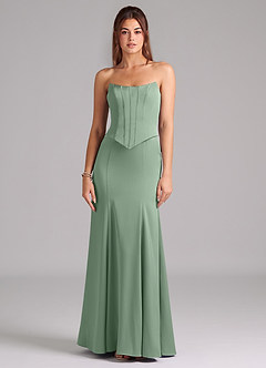 Azazie Ximena Bridesmaid Dresses Matcha Mermaid Corset Stretch Satin Convertible Dress image3