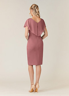 Azazie Waverly Mother of the Bride Dresses Desert Rose Sheath Pleated Mesh Dress image4