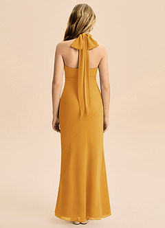 Azazie Velli Junior Butterscotch Mermaid High Neck Chiffon Dress image2