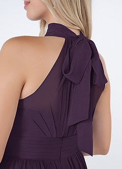 Azazie Iman Bridesmaid Dresses Plum A-Line A-Line Ruched Chiffon Dress image7