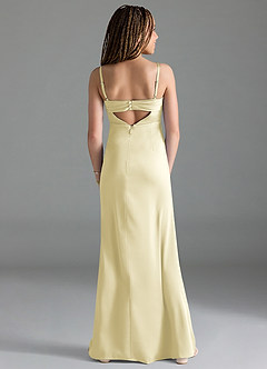 Azazie Leonis Junior A-Linie Plissee Stretch-Satin Kleid Zitronensorbet image2