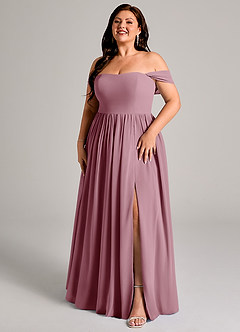 Azazie Calianna Bridesmaid Dresses Vintage Mauve A-Line Off the Shoulder Chiffon Convertible Dress image12
