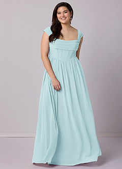 Barbie ♥ Azazie Bridesmaid Dresses Sea Glass A-Line Corset Chiffon Dress image23