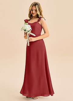 Azazie Mavie Junior Abito A-Line in Chiffon Increspato Ruggine image1