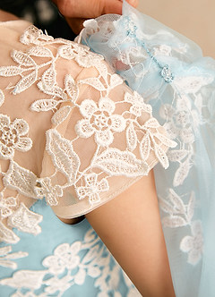 Azazie Dandelion Flower Girl Dresses Mist Ball-Gown Lace Dress image8