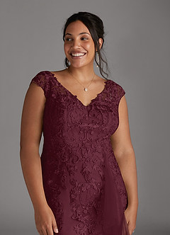 Azazie Melena Mother of the Bride Dresses Cabernet Mermaid Lace Tulle Dress image9
